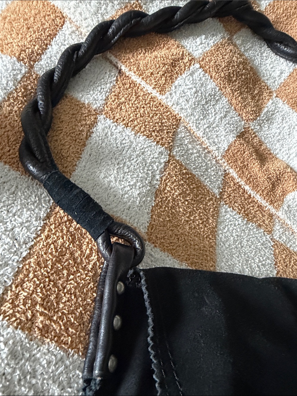 Lucky Brand Black Suede Shoulder Bag with Braided Strap - Picture 3 of 9